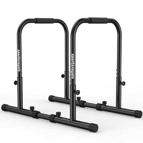 SPORTSROYALS DP1 Dip Station Adjustable Dip Bar, Heavy Duty Parallette & Parallel Bars, 500LBS Stable Dip Stands for Home Gym, Calisthenics & Upper Body Workout Equipment