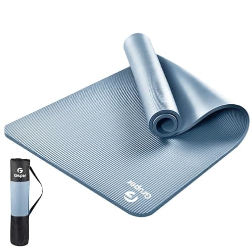 Gruper Thick Yoga Mat Non Slip, Large Size 72" L x 32" W x 0.6" TH, Premium Exercise & Fitness Mat with Carrying Strap and Bag, Workout Mats for Home (Grey Blue, 15MM)