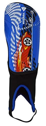 Vizari Racer Soccer Shinguard with Ankle Protection for Adult Boys and Girls - (Blue/Red, Large) (Medium)