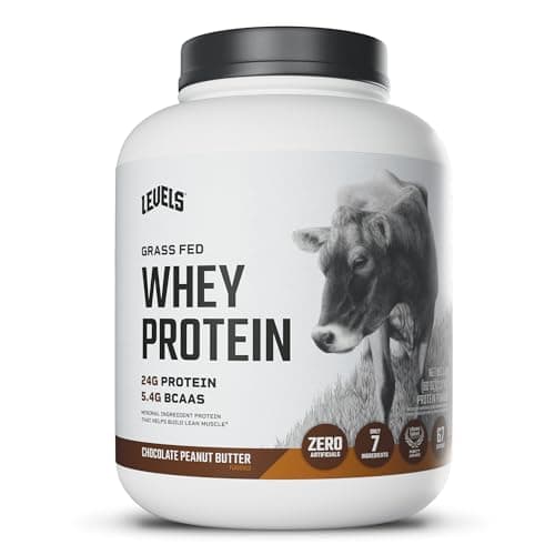 Levels Grass Fed Whey Protein Powder, No Artificials, 24G of Protein, Chocolate Peanut Butter, 5LB
