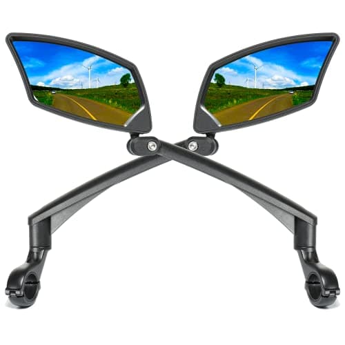 BriskMore Handlebar Bike Mirror - Crystal Clear HD Glass, 360° Adjustable&Foldable Mirror for Safe Riding, Wide Angle Rearview for E-Bikes, Mountain Bikes & Scooters,Bicycle Mirrors,1 PAIR