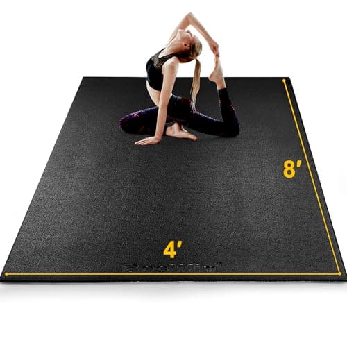 BesWin Large Exercise Mat 8' x 4'(6mm), Extra Thick Workout Mats for Home Gym Flooring, High Density Non-Slip Gym Mats Fitness Mat for Cardio, Weights, Jump Rope, Fitness - Use With or Without Shoes