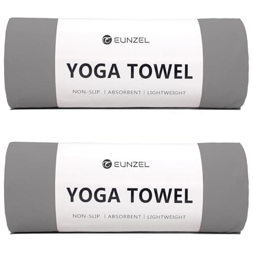 Eunzel 2 Pack Hot Yoga Towel Non Slip Yoga Mat Towel Non-Slip Sweat Absorbent Microfiber Towel for Hot Yoga, Pilates and Workout 72" x 26.5",Dark Grey