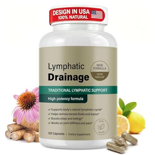 Lymphatic Drainage Supplements, Lymphatic Drainage Capsules for Immune Health & Fluid Balance – Natural Herbal with Echinacea, Dandelion & Burdock Root, Non-GMO, Vegan, Gluten Free - 120 Capsules