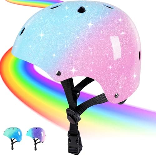 Kids Bike Helmet for 3-5-8-14 Years Kids Girls Boys Youth Bicycle Helmet for Scooter Balance Bike Roller Skating Skateboard Helmet (Bluepink, Medium)