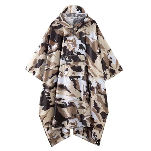 Multi functional cape hooded raincoat suitable for outdoor camping and hiking, suitable for both men and women (US, Alpha, One Size, Regular, Regular, camouflage)