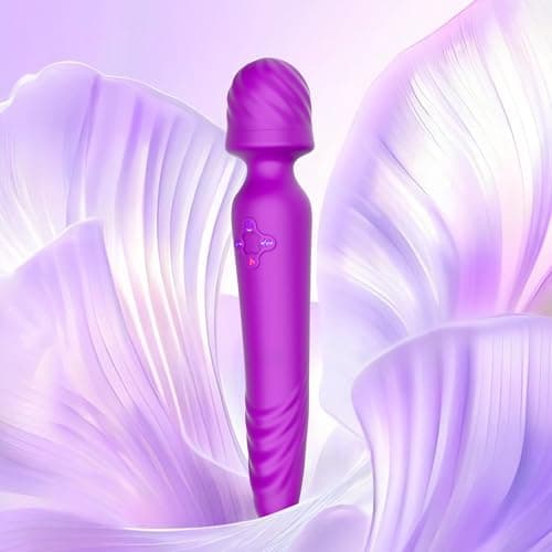 FUECHU Handheld Massager Cordless, Waterproof USB Rechargeable with 20 Vibration Patterns & 8 Speed Settings, Skin-Soft Silicone, Memory Function for Muscle Comfort and Relaxation.