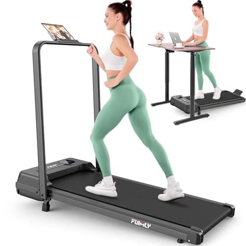 FUNMILY Upgrade Walking Pad Treadmill with 12% Incline & Handle Bar, 3.5HP Foldable Treadmills for Home Small, Under Desk Compact Walking Pad 400+lb Capacity, Shock Absorption