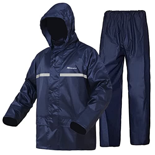 HANMENGXUAN Rain Suit, Safety Rain Jacket,Waterproof Lightweight Reflective High Visibility Rain Coats Rainwear Rain Gear(Blue Medium)