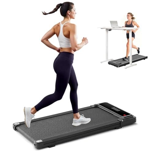 Aidoly Walking Pad Under Desk Treadmill, Portable Compact Electric Walking Treadmill, Quiet Fitness Machine with Remote Control & LED Display for Home Office, Black