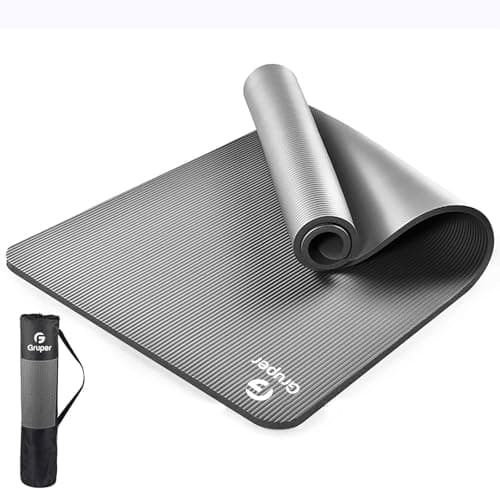 Gruper Thick Yoga Mat Non Slip, Large Size 72" L x 32" W x 0.6" TH, Premium Exercise & Fitness Mat with Carrying Strap and Bag, Workout Mats for Home (Grey, 0.6 * 32 * 72 Inches)