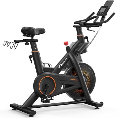 Merach Magnetic Exercise Bike, Heavy Duty Stationary Bike with Automated Resistance, 350 Lbs Weight Capacity, Low Noise Indoor Workout Bike for Home Gym with Self-Developed App