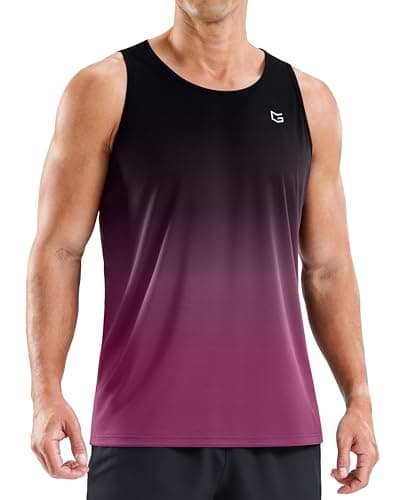 G Gradual Beach Tank Tops for Men UPF50+ Dry Fit Summer Sleeveless Shirts Mens Workout Shirt for Swimming, Running, Athletic(Black Rose, 3XL)