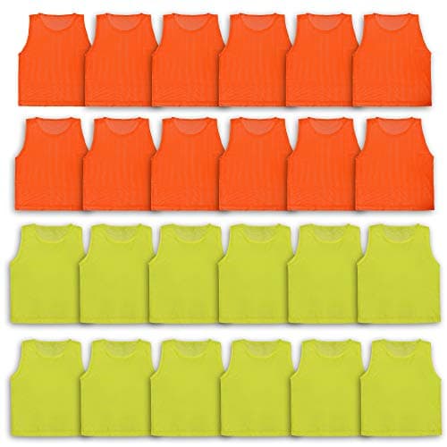 Athllete Youth Sports Pinnies - Lightweight LITEMESH Scrimmage Vests, 24 Pack
