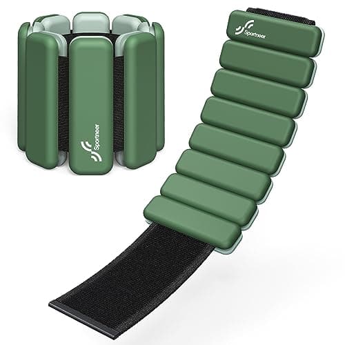 Sportneer Wrist & Ankle Weights for Women Men - 1 Pair (1 lb/2 lb Each) | Adjustable Weighted Bracelet Silicone Bangles for Yoga, Dance, Pilates, Cardio, Aerobics, Gym, Pool Exercises and Jogging (Deep Emerald, 2 LBS x 2)