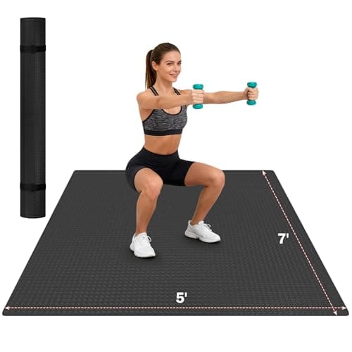 Stepwaver Extra Large Exercise Mat, 7'x5' (6mm) Thick Workout Mat for Home Gym & Garage Flooring, Shoe-Friendly, Non-Slip, Ultra Durable, Thick Large Workout Mats for Home Workouts