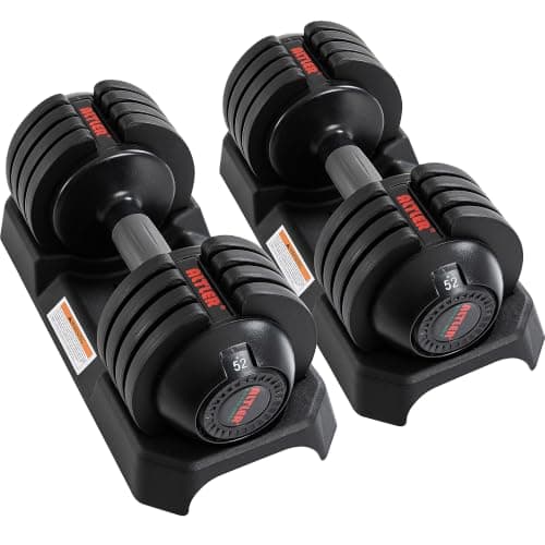 ALTLER Adjustable Dumbbell Set, 52LB Pair with Tray for Workout Strength Training Fitness, Adjustable Weight Dial Dumbbell with Anti-Slip Handle and Weight Plate for Home Exercise