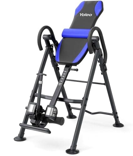 YOLEO Gravity Inversion Table for Back Pain Relief 2026 New Inversion Table w/Lumbar Support Easy to Assemble Back Stretcher Machine 300 lbs (Grayish Blue)