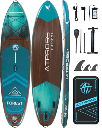 11'6"x35" Inflatable Paddle Board, 450lbs Extra Wide Stand Up Paddleboard for Adults with Premium SUP Accessories Kit & Backpack, Blow Up Kayak Non-Slip Stable Deck Boat for Yoga Fishing Surf