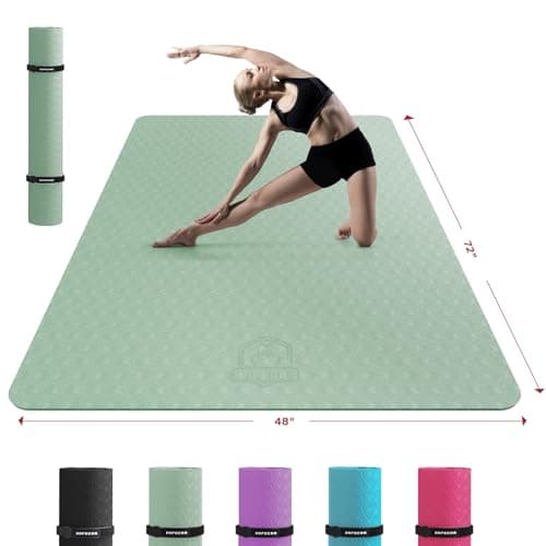 HAPBEAR Extra Large Yoga Mat - 72"x48"/78"x54"x6mm (1/4 inch), Non-Slip, Durable, Eco-Friendly, Thick Wide Exercise Mat for Home Workouts, Yoga, Pilates, Stretching, Meditation (Barefoot Exercise)