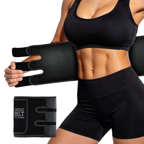 AMZBOSS Waist Trainer for Women Lower Belly Fat, Waist Sweat Band for Women, Belly Band Sweat Belt, Stomach Wrap with Pocket (Black, Medium)