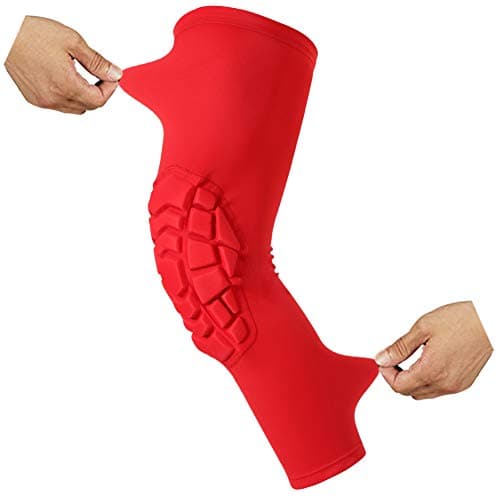 SZKANI Knee Pads Compression Leg Sleeve Knee Sleeve for All Sports Wrestling Protector Gear, 1 Pair of Knee Paded(Red_2 Pack, Small)