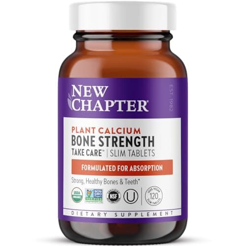 New Chapter Bone Strength Take Care - Bone & Heart Health Supplement - Clinically Studied Plant Calcium from Red Marine Algae - Vegan, Organic, Gluten Free & Kosher - 120 Slim Tablets