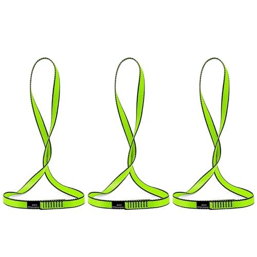 AINIKEY 18MM Nylon Climbing Sling Runner 23KN CE2008/EN566 Rock Climbing Webbing Straps for Outdoor Climbing, Rappelling, Swing, Yoga Hammock etc(Green | 60cm / 24inch | Pack of 3)