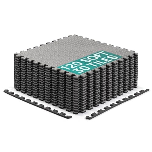 Yes4All EVA Interlocking Mats, Puzzle Floor Tiles, Foam Floor Padding with Border for Furniture, Home Space, Living Room, Garage 24,48,120 SQFT