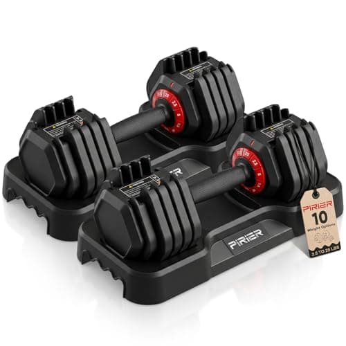 PIRIER Adjustable Dumbbell Set 25LB Dumbbells Weight, 10-in-1 Weight Dumbbell with Anti-Slip Metal Handle and Bicep Supports for Comprehensive Full Body Strength Training