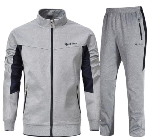 YSENTO Men's Tracksuits Outfits Set 2 Piece Jogging Suits Warm Up Sweatsuits Sweat Track Suits Sets Grey XL