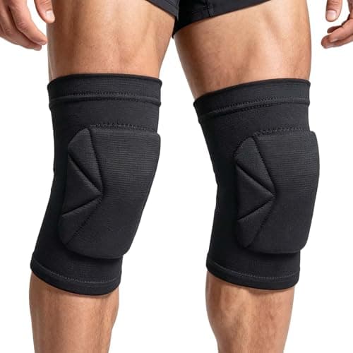 Men & Women Knee Pads for Wrestling, Elastic Knee Protector for Soccer, Volleyball, Gym, Flooring, Gardening, Exercise, Snowboarding and Workout - Comfortable Fit Knee Protector for Workers, Black L