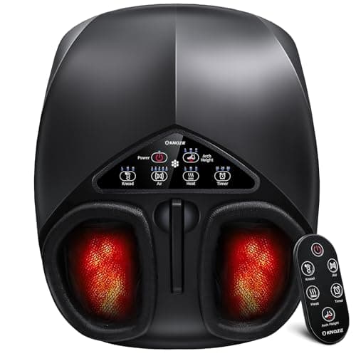 KNQZE Shiatsu Foot Massager with Heat & Remote, Upgraded Lift-Arch Design, 3D Deep Kneading, Relief for Plantar Fasciitis and Foot Pain, Up to Men Bigger Size 14, Birthday Gifts for Women Men