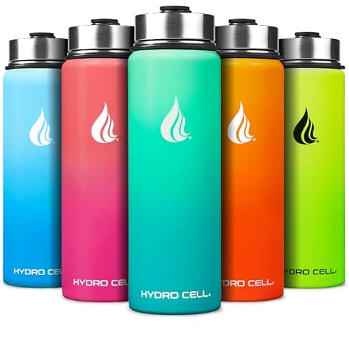 HYDRO CELL Stainless Steel Insulated Water Bottle with Straw - For Cold & Hot Drinks - Metal Vacuum Flask with Screw Cap and Modern Leakproof Sport Thermos for Adults (Mint/Green 24oz)