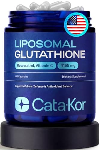 Cata-Kor Liposomal Glutathione – Ultra High Absorption with Resveratrol, Vitamin C, Selenium & Vitamin B2 – Antioxidant Support for Immune Support & Healthy Aging – (60 Count (Pack of 1))