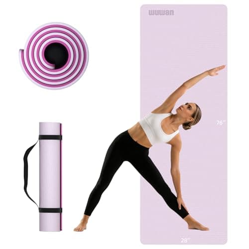 WUWAN 10mm Thick Extra Long Yoga Mat for Tall Men & Women, Extra Long 76x28in Non Slip TPE Exercise Mat with Carrying Strap, Multipurpose Mat for Yoga Pilates Fitness (pink)