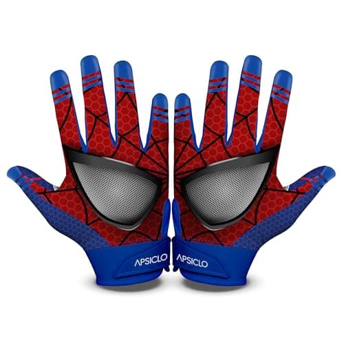 APSICLO Sticky Football Receiver Gloves Silicone Grip Youth & Adult Sizes (Spider ver.1, Adult Small)