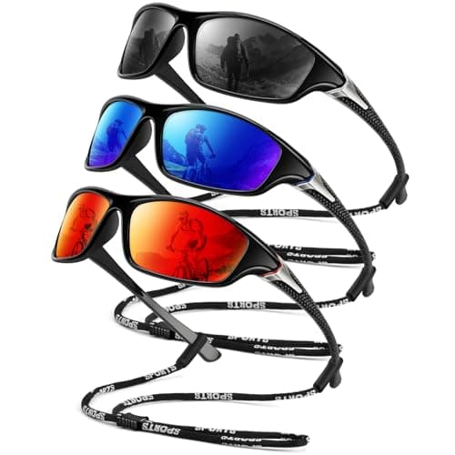 OUKEMAX Polarized Sunglasses-Men Sports Sunglasses: Mens Sunglasses Polarized Running Sun Glasses Driving Fishing 3 Packs