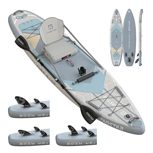iTAOSTAR C03CP 35" Super Wide Paddle Board, More Fun Inflatable Paddle Board with 5 Fins,12 Foot Stand Up Paddle Board with Premium SUP Accessories for Youth of All Skill Levels