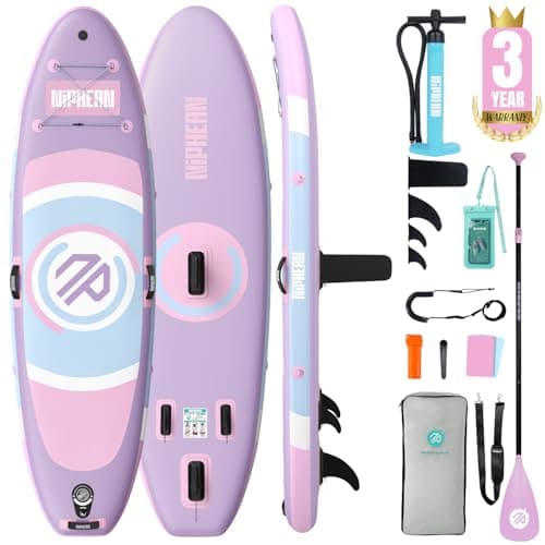 Niphean(Ultra-Light) Inflatable Paddle Board with StabilTrac Fin and Durable SUP Accessories, 10' Stand Up Paddle Boards for Adults & Youth, Versatile Yoga Paddle Board, Gift Ideas-Lavender Whispers
