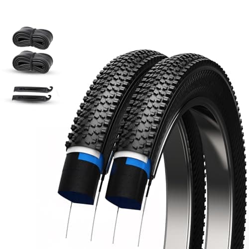 Kulifoo 2 Pack Mountain Bike Tires, 24/26x1.95/2.125inch Folding Replacement Mountain Bicycle Tires and Tubes with 2 Inner Tubes & Levers, Puncture-Resistant & Wear-Resistant Bicycle Tires (24x1.95)