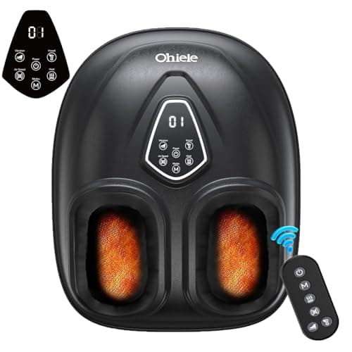 Foot Massager with Heat, Shiatsu Foot Massager with Remote, Electric Feet Massage Machine for Neuropathy,Plantar Fasciitis, Circulation, FSA Eligible HSA Store Eligible Massager (Deep Black,Corded)
