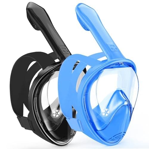 Kids Snorkel Mask Full Face, Snorkeling Gear for Kids with Camera Mount, 180 Degree Panoramic View Snorkeling Set Anti-Fog Anti-Leak