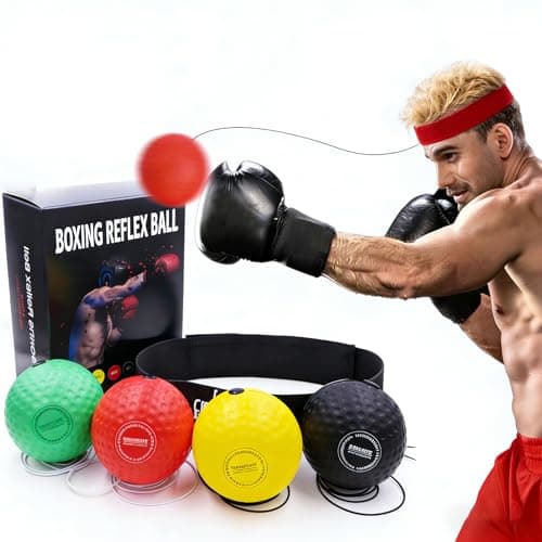 WillerDirect Boxing Reflex Ball Training Kit with Smart Punch Counter App, 4 Balls in Assorted Weights, Comfort-Fit Headband, 4 Extra Strings