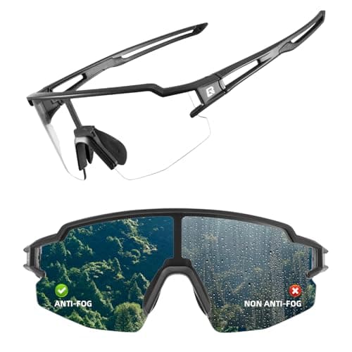 ROCKBROS Photochromic Sports Sunglasses Professional Anti Fog - UV400 Goggles with Myopia Frame for Running Cycling Fishing