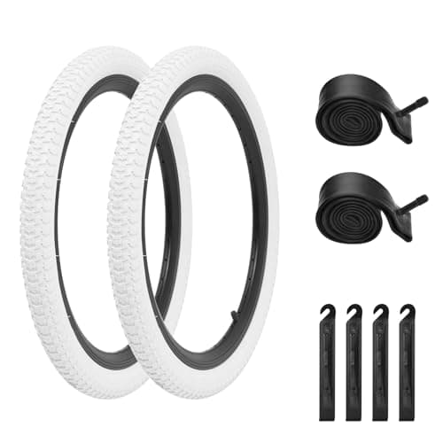 12.5"/14"/16"/18"/20" Kids Bike Tire 2 Pack Folding Replacement Tire and Inner Tubes, White Bike Tires Compatible with 12.5/14/16/18/20x1.75/1.95/2.125 Tire Wheel