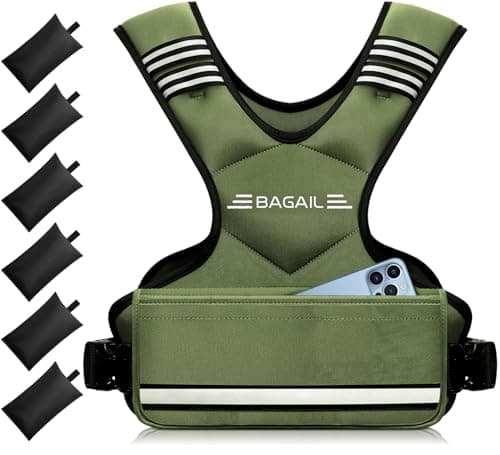 BAGAIL Adjustable Weighted Vest for Women 4-10lb, Comfortable U-Neck Rucking Vest with 6 Removable Weights, Storage Pocket and Reflective Strips for Walking, Jogging, Weight Loss & Home Workouts