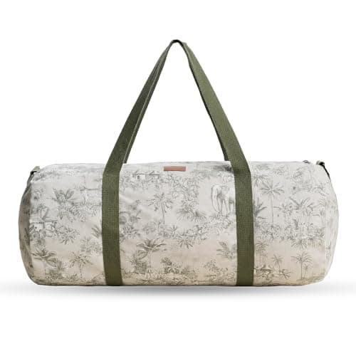 Maison d' Hermine Large bag for yoga mat and Gym Bag,accessories Bag, Multi functional storage bag with Adjustable shoulder straps, zipper Spring Summer (Savana Jouy - Green)