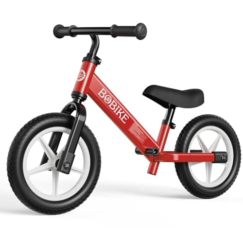 Bobike Toddler Balance Bike, Balance Bike with Footrest for Ages 2-5, Adjustable Seat & Handlebar, No-Pedal Training Bicycle, Gift for Boys and Girls (Bright Red)