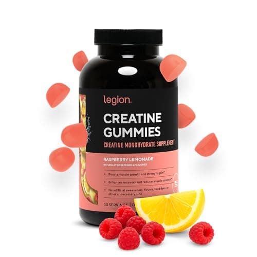 LEGION Creatine Monohydrate Gummies for Men & Women – Clean Chewable Creatine Supplement for Strength, Endurance & Muscle Recovery – 30 Sour Raspberry Lemonade Servings – No Artificial Flavors